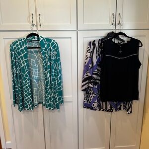 3-piece Large bundle 2 cardigans and one NEW sleeveless top!